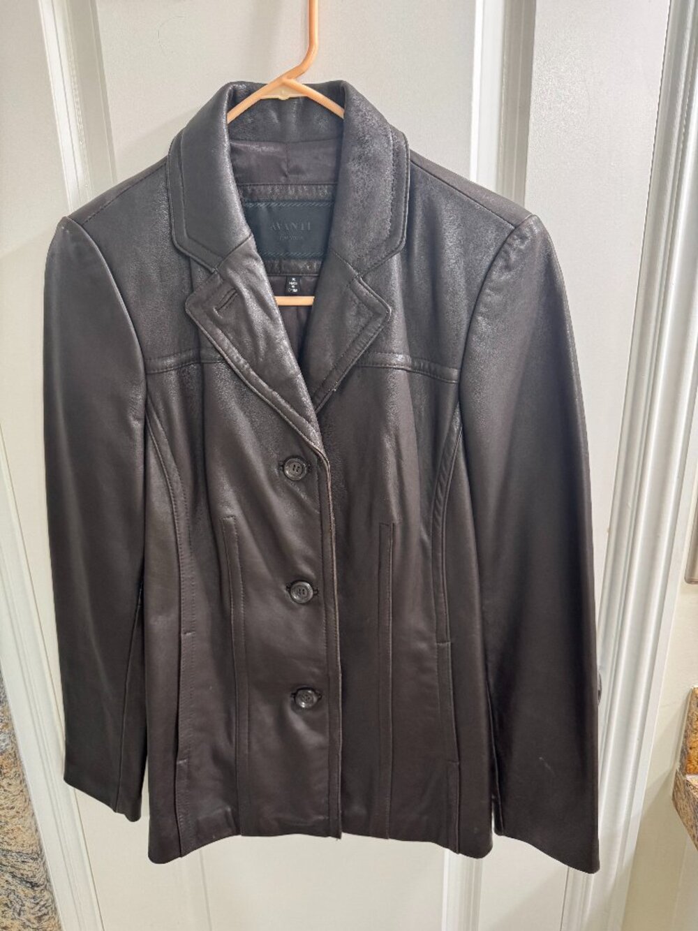 Avanti Vintage Leather Jacket, Deep Brown, size S